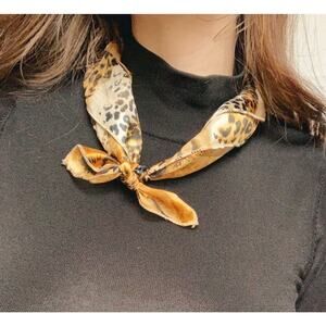 vintage 80s animal print silky scarf square | 20"